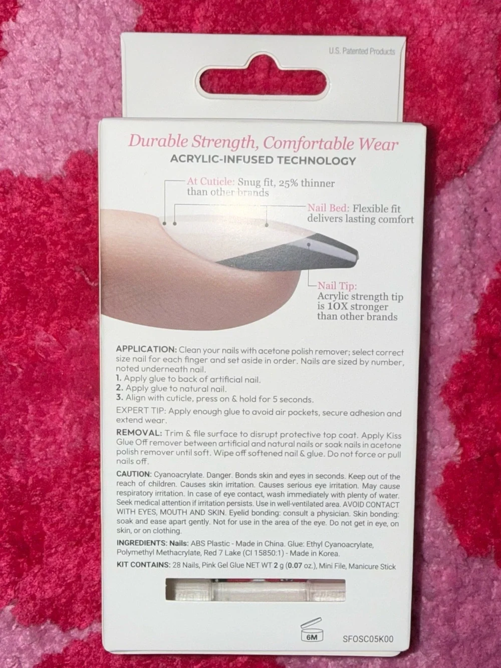 New KISS Salon Acrylic French Black Tip Nails 28 Count